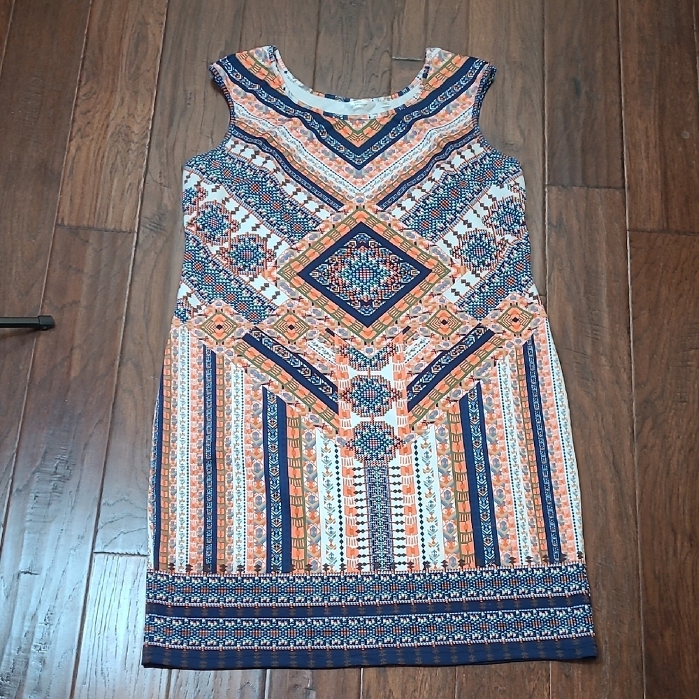Mlle Gabrielle Colorful Sleeveless Abstract Designed Dress size 2X